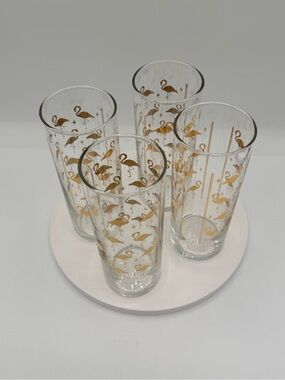 Gold Flamingo Highball Glasses - Set of 4
